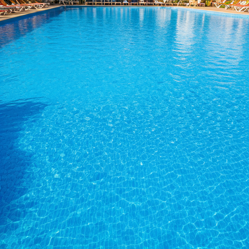 Stunning high-quality crystal clear blue swimming pool at luxury resort